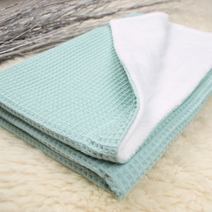 Baby blanket with name waffle piqué mint cuddly blanket