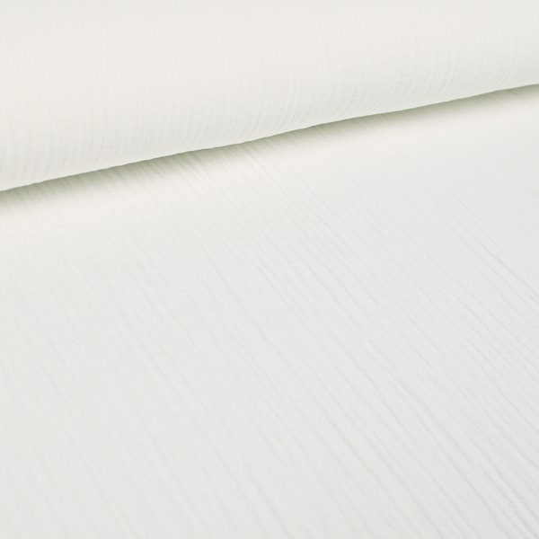 Fabric muslin uni ecru wool white double gauze cotton mull