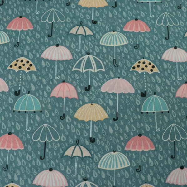 Tissu Coton Parapluies Bleu Coton Tissu Tissu Tissu Par le Mètre Parapluie Pluie Coloré Automne