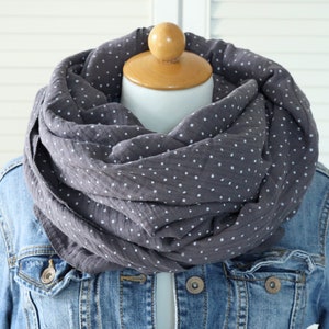 Muslin cloth various Sizes for women and children Scarf Scarf Spitting Cloth grey white Dots Partner look Muslin dotted dot dots