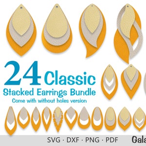 Earring SVG , Stacked Earring Templates Bundle , Teardrop SVG Template , Leather Earring Cut Files