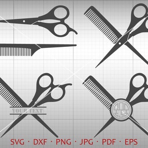 Barber SVG, Hairdresser Monogram Frame SVG, Hair Salon Barber Scissors Clipart Shirt SVG Silhouette Cricut Cut Files