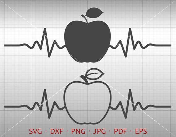 Download Heartbeat Apple SVG Heartbeat Teacher SVG EKG Apple Clipart | Etsy