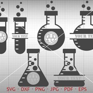 Science SVG, Chemistry Monogram SVG , Test Tube, Flask Clipart Vector Silhouette Cricut Cut Files Commercial Use