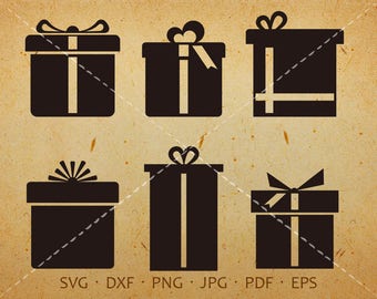 Gift Box SVG, Gift Box Clipart Silhouette Cricut Cut File Vector Commercial Use