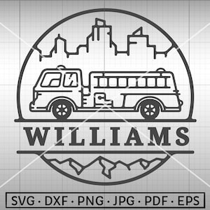 Fire Truck SVG, Split Fire Truck Family Name SVG, Fire Dept SVG, Silhouette Cricut Cut File Commercial Use