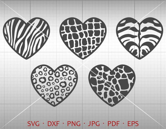 Animal Pattern Heart SVG Leopard Print Heart Zebra Stripe 