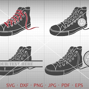 Sneakers SVG, CONVERSE Monogram Frame , Canvas Shoes Clipart Vector Silhouette Cricut Cut File Commercial Use