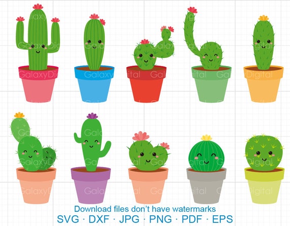 Download Cute Cactus Clipart Svg Cactus Svg Dxf Silhouette Cricut Cut Etsy