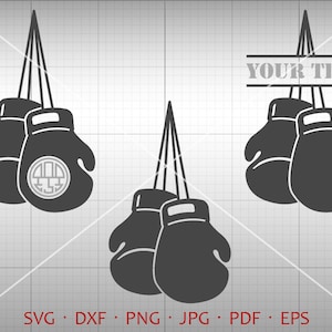Guante de boxeo SVG, Pugilism Monogram Frame, Fight Clipart Silhouette Cricut Cut File Commercial Use