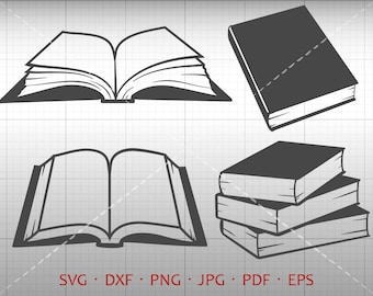 Book SVG, Library Clipart, School Student SVG DXF Silhouette Cricut Cut File Vector Commercial Use