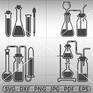 Chemistry SVG, Test Tube Clipart, Lab Clipart Science Vector Silhouette Cricut Cut File Commercial Use