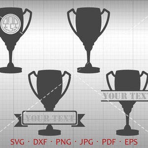 Troféu SVG, quadro de monograma de troféu, campeão Clipart silhueta vetorial arquivo de corte cricut uso comercial
