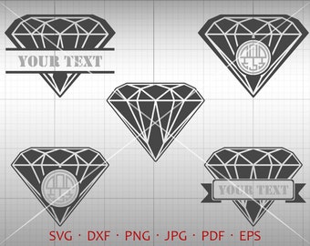 Diamond SVG, Diamond Monogram SVG, Diamond Clipart Vector DXF Silhouette Cricut Cut Files Commercial and Personal Use