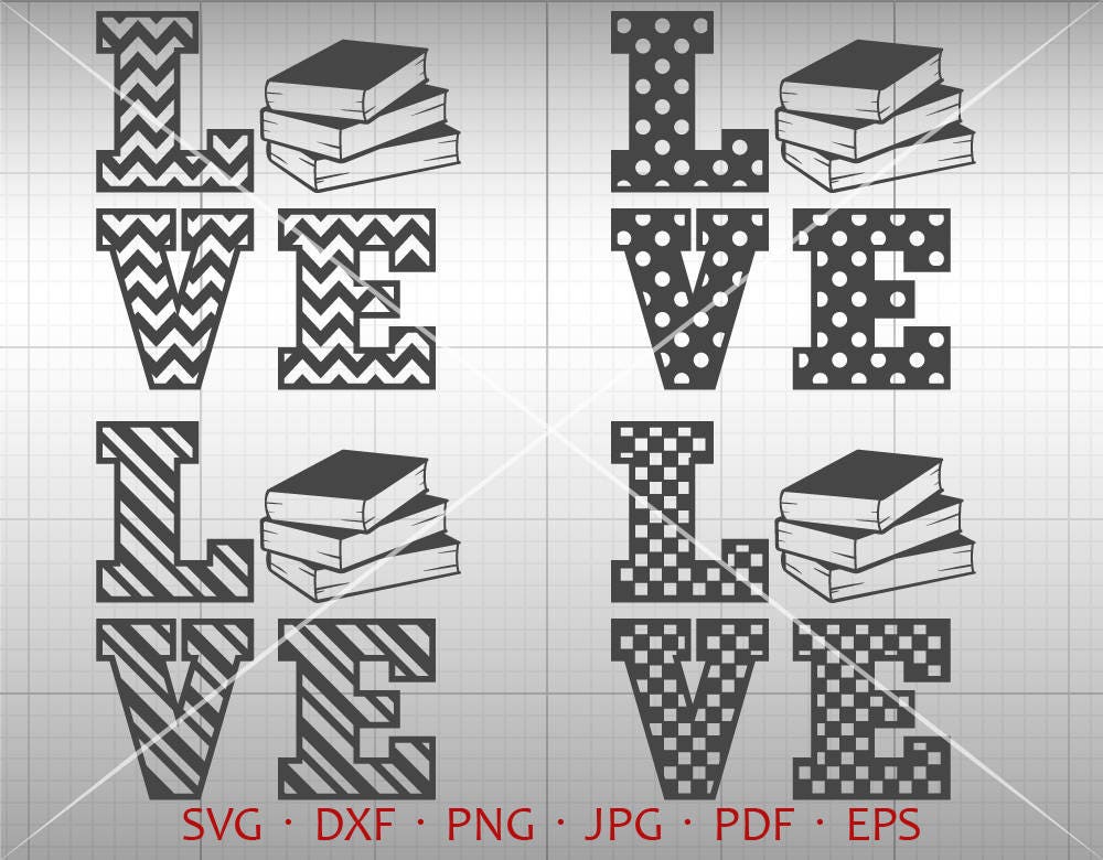 Download Chevron Love Book SVG Love Reading Clipart Stripe Polka Dot | Etsy