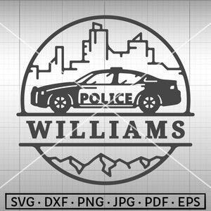 Split Police Car SVG, Police Car Monogram SVG, Silhouette Cricut Cut File Commercial Use