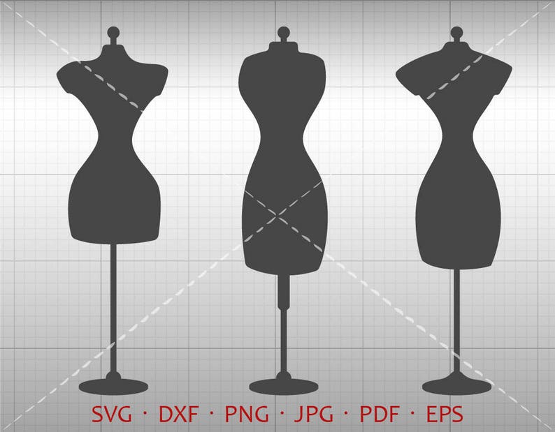 Sewing Dress Form SVG Dress Form Clipart DXF Vector Etsy