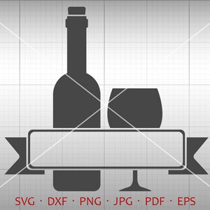 Wine Monogram Frame SVG, Wine Bottle Svg, Wind Glass Svg Clipart DXF Silhouette Cricut Cut Files Commercial use