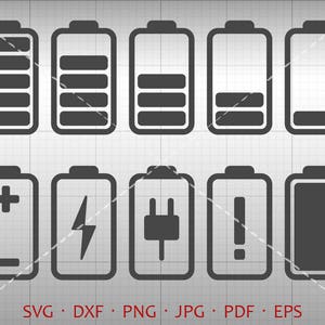 Battery SVG, Charging Clipart DXF Silhouette Cricut Cut File Vector Commercial Use