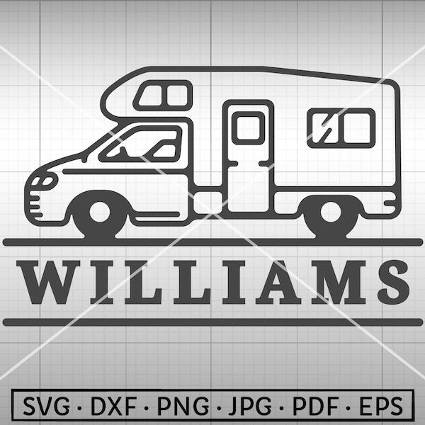 Simple RV Camper SVG, Camping Motorhome Monogram SVG, Silhouette Cricut Cut File Commercial Use