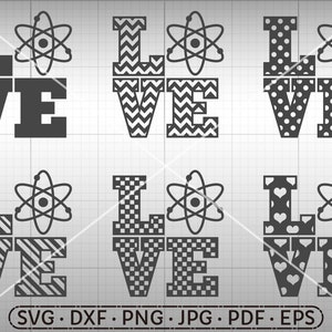 Liebe Wissenschaft SVG, Liebe Lehrer SVG, Liebe Atom SVG, Schule Lehrer, zurück zur Schule Silhouette Cricut geschnitten Dateien
