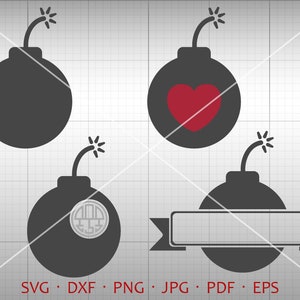 Bomb SVG, Bomb Monogram Frame SVG, Valentine Bomb Clipart Shirt SVG Silhouette Cricut Cut Files (svg, dxf, eps, png, jpg, pdf)