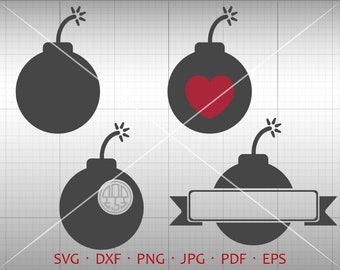 Bombe SVG, Bombe Monogramm Rahmen SVG, Valentine Bombe ClipArts Shirt SVG Silhouette Cricut geschnitten-Dateien (Svg, Dxf, Eps, Png, Jpg, Pdf)