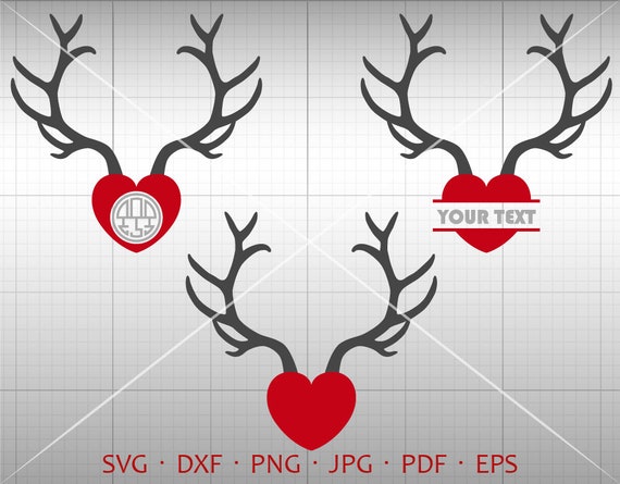 Download Heart Antler Svg Antler Monogram Frame Svg Reindeer Antler Etsy