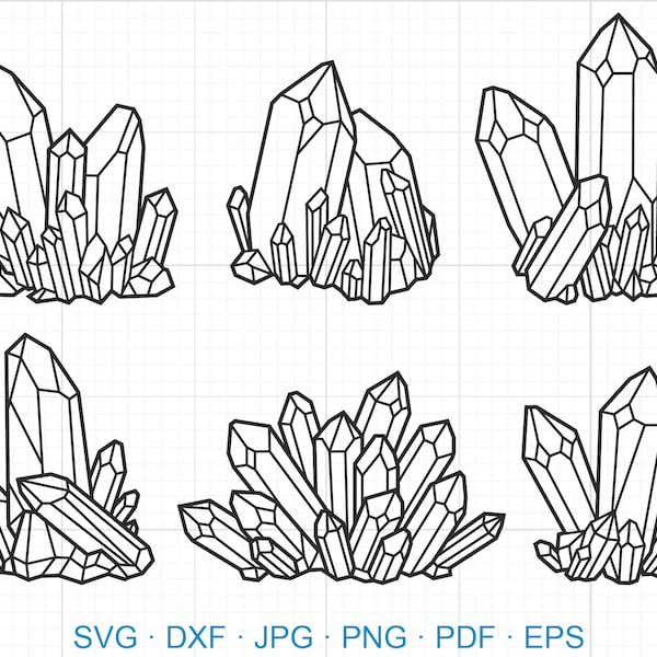 Crystal Cluster SVG, Gemstone SVG, Crystal Gem Clipart Silhouette Cricut Cut File