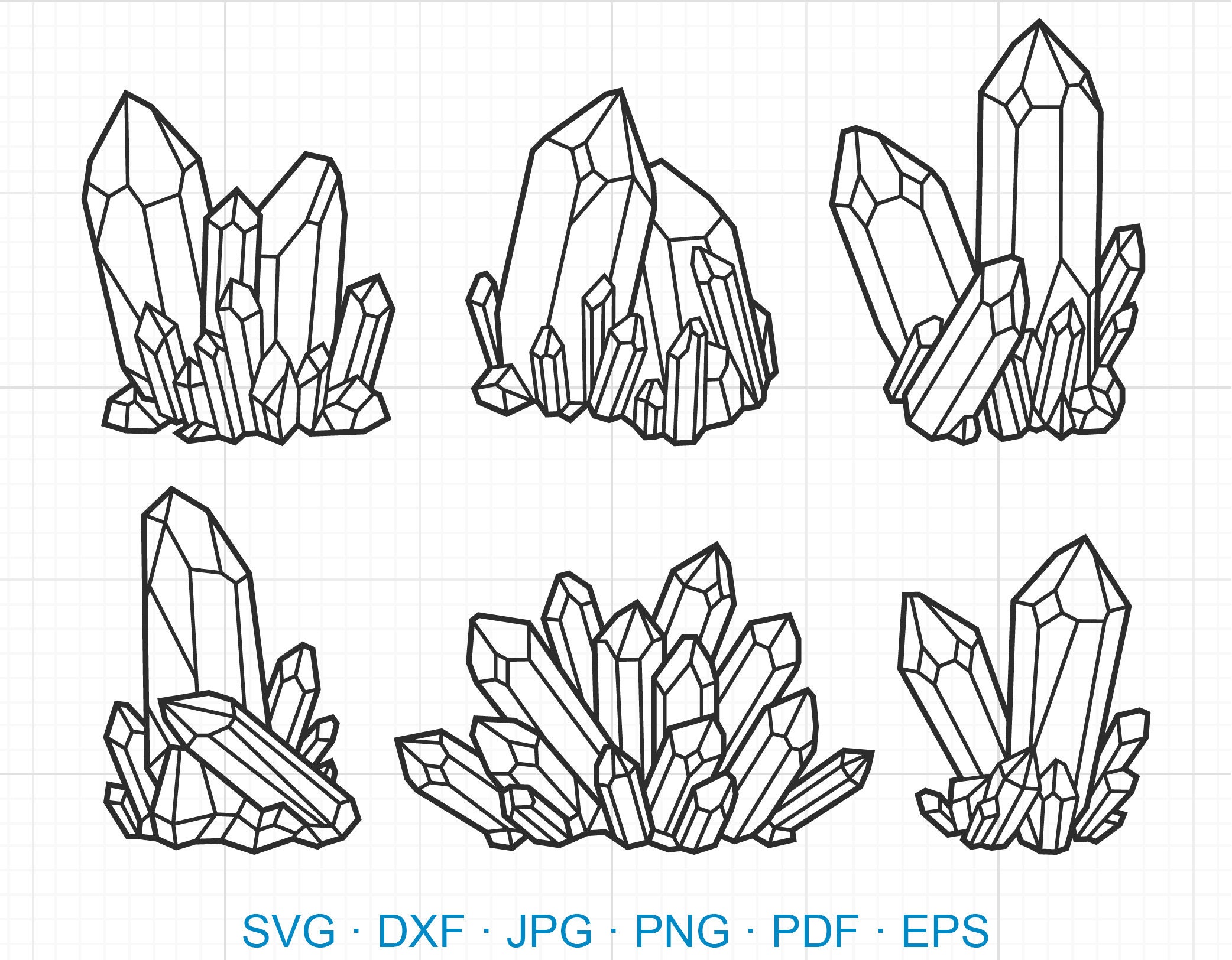 Crystal Cluster SVG Gemstone SVG Crystal Gem Clipart | Etsy