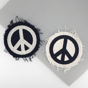Peace Symbol Patch, Sign Embroidered Patch, Canvas Applique Iron on