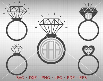 Diamond Ring SVG, Wedding Monogram SVG, Diamond Clipart Vector DXF Shirt Svg Silhouette Cricut Cut Files Commercial Use