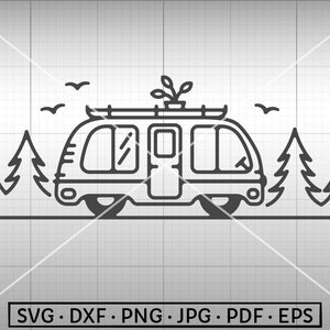 Camper SVG, Retro Van SVG, Campervan SVG,  Silhouette Cricut Cut File Commercial Use