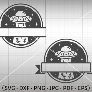 UFO Monogram SVG, ufo SVG, Silhouette Cricut Cut File Commercial Use