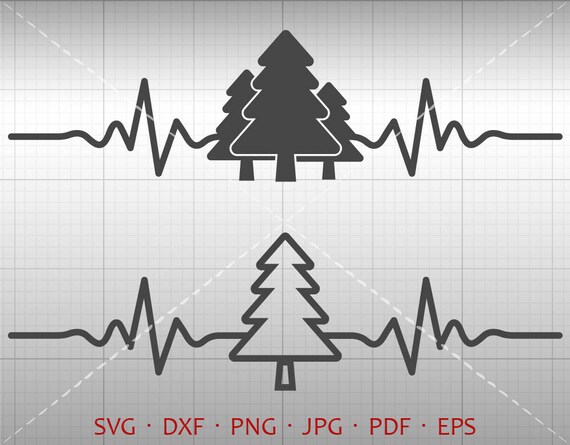 Heartbeat Christmas Tree Svg Ekg Christmas Tree Clipart Etsy