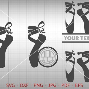 Ballet Shoes SVG,  Ballet Shoes Monogram Frame SVG, Ballerina Clipart Shirt SVG Silhouette Cricut Cut Files