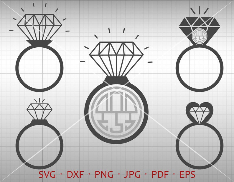 Download Diamond Ring Svg Wedding Monogram Frame Svg Diamond Clipart Vector Dxf Shirt Svg Silhouette Cricut Cut Files Commercial Use