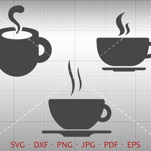 Coffee SVG, Coffee Cup Clipart DXF Cutting Template Vector Silhouette Cricut Cut File Commercial Use
