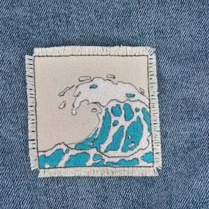 Sea Waves Embroidered Patch (Sew on), Waves Canvas Applique