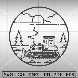 Bulldozer Forest Scene SVG, Bulldozer SVG , Silhouette Cricut Cut File Commercial Use