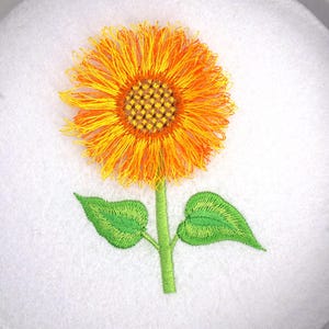 Sunflower Fringed Machine Embroidery Design, Fluffy Chenille Flower File 3 Sizes