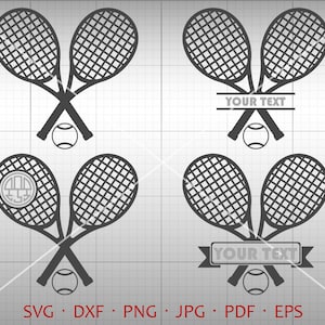 Tennisschläger SVG, Tennis-Monogramm-Rahmen, Tennisschläger Clipart Silhouette Cricut geschnitten Datei kommerzielle Nutzung