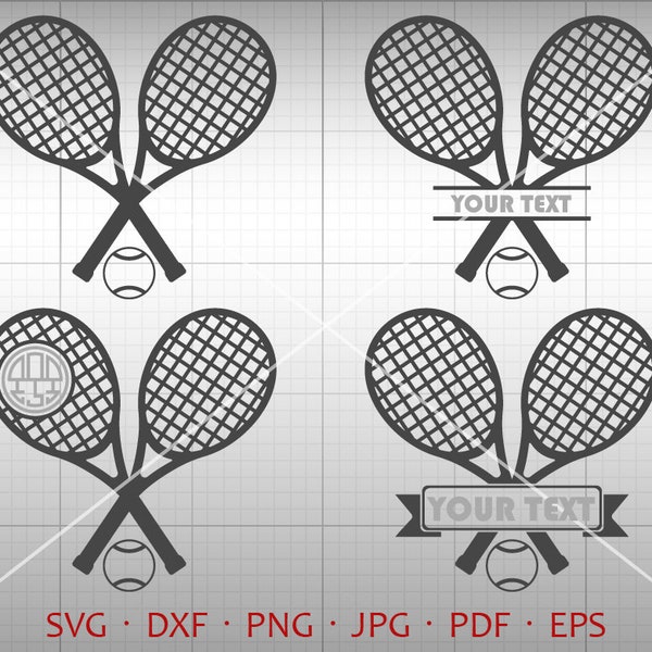 Tennis Racket SVG, Tennis Monogram Frame , Tennis Racket Clipart Silhouette Cricut Cut File Commercial Use