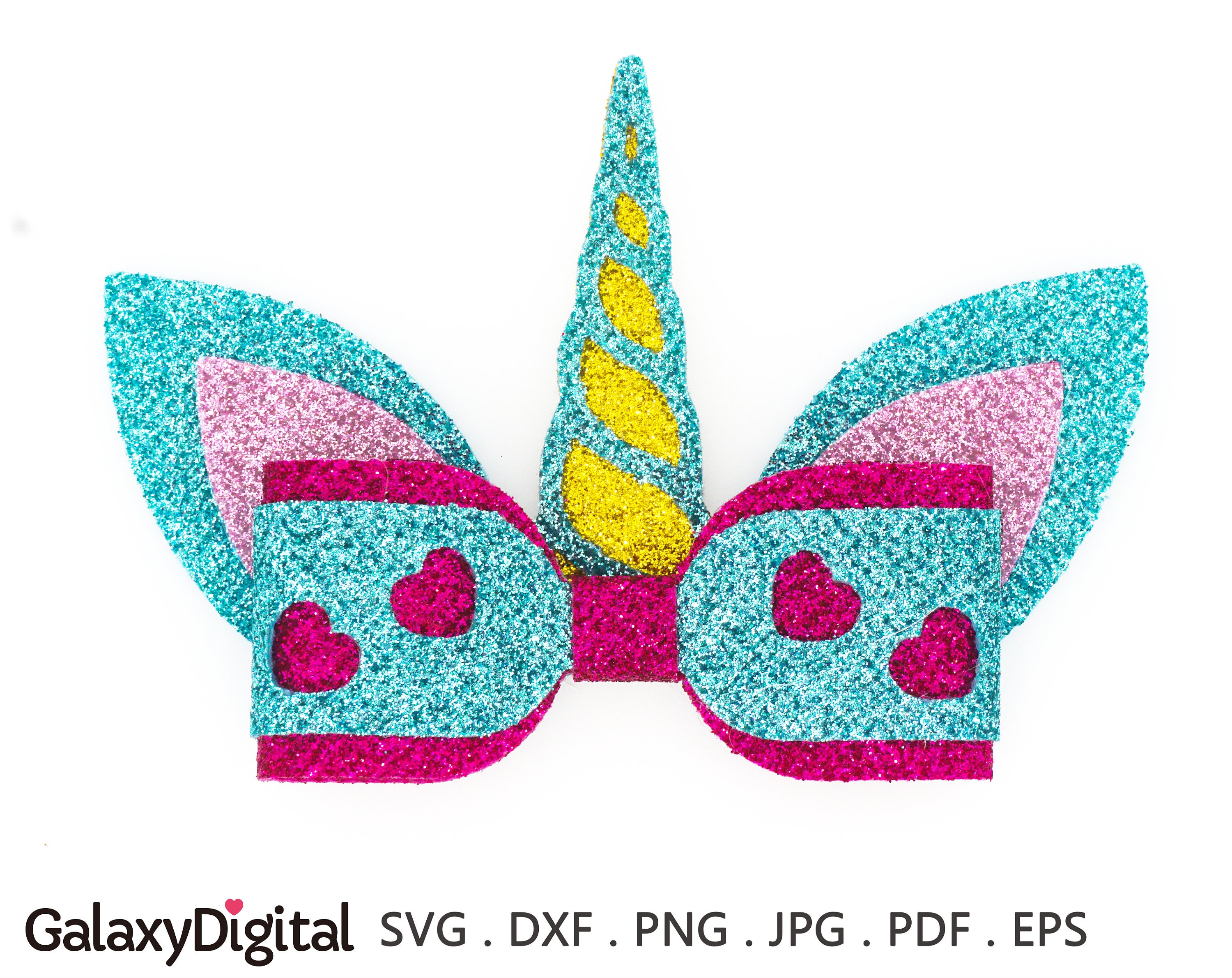 Unicorn Bow SVG, DIY Bow Cut File, Leather Hair Accessories Making Vector DXF Template Silhouette Cricut Cut File Commercial Use