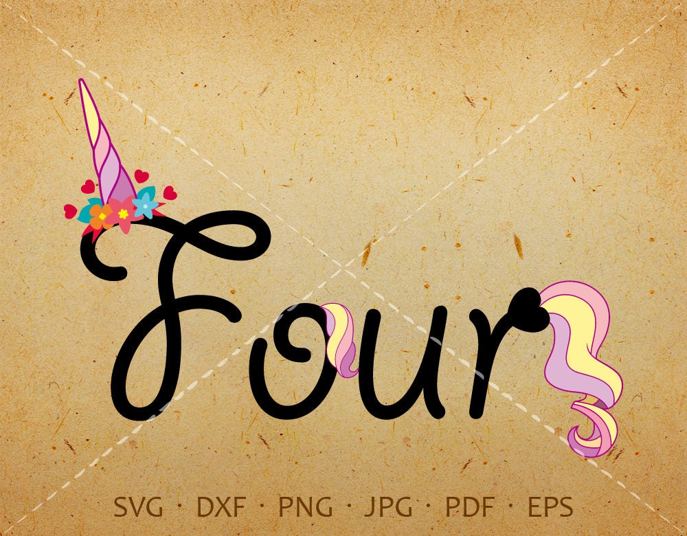 Download Four Unicorn SVG Four Unicorn Birthday SVG 4th Birthday | Etsy