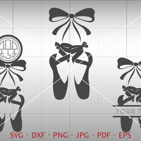 Ballet Shoes SVG, Ballet Dancer Svg, Ballet Monogram Frame SVG, Ballerina Clipart Shirt SVG Silhouette Cricut Cut Files