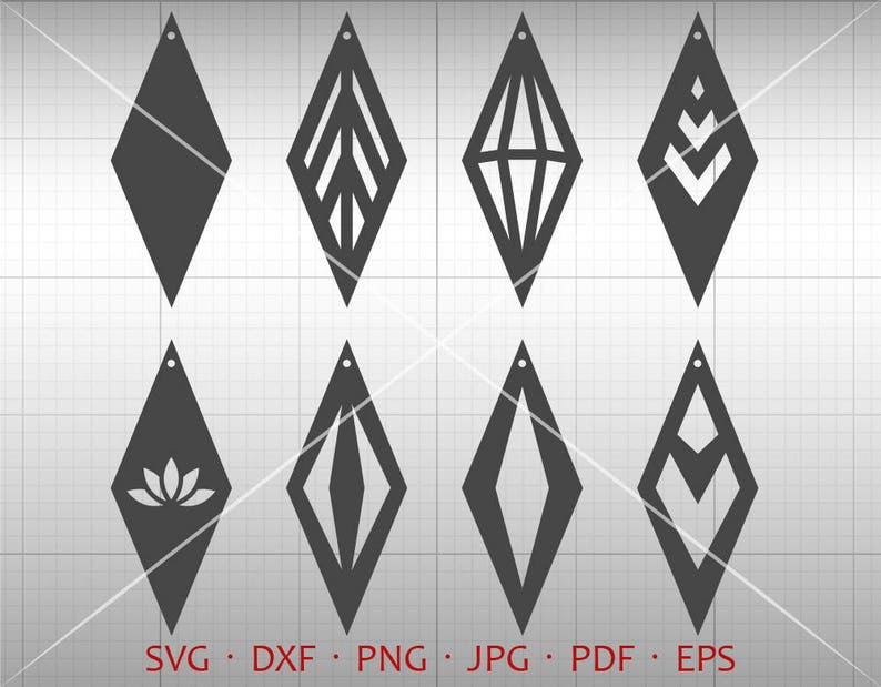Diamond Earring SVG Diamond Pendant svg Leather Earring Jewelry Laser Cut Template Commercial Use Diamond Tear drop Vector DXF
