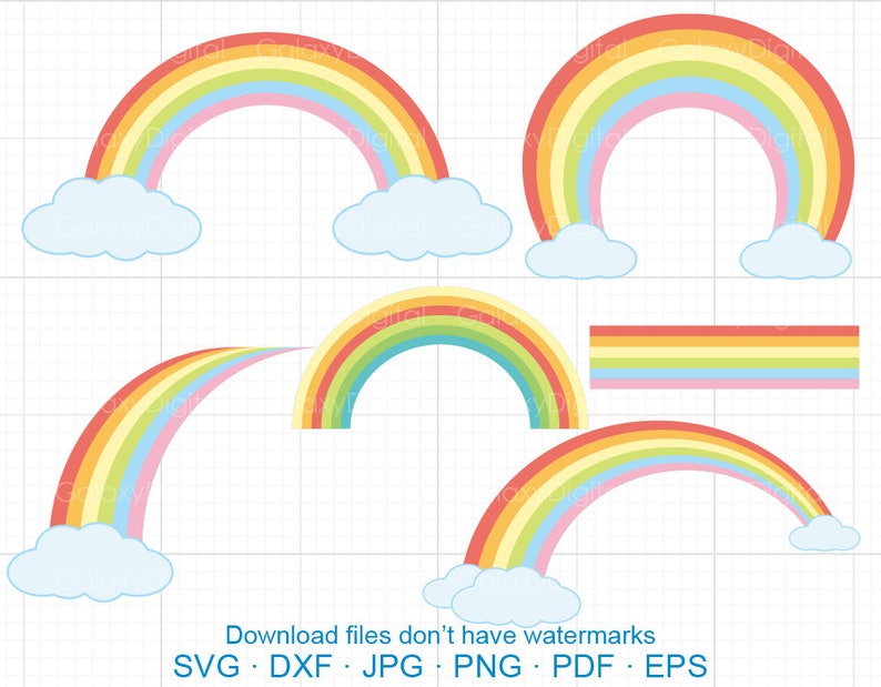 Download Rainbow Clipart SVG Birthday Clipart SVG DXF Silhouette | Etsy