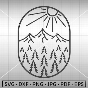 Forest and Mountain SVG, Sunny Scenery SVG, Landscape SVG, Silhouette Cricut Cut File Commercial Use
