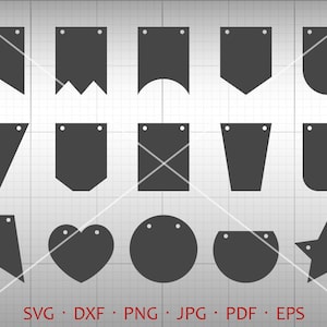 Bunting Banner SVG, Banner Flag  SVG Clipart DXF Vector Cutting Template Commercial Use